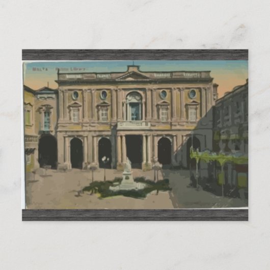 Malta - Bibliothek, Vintag Postkarte (Vorderseite)