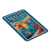 Malta Coast Illustration Travel Art Vintage Magnet (Rechte Seite)