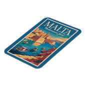 Malta Coast Illustration Travel Art Vintage Magnet (Linke Seite)