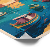Malta Coast Illustration Travel Art Vintage Poster (Ecke)