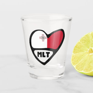 Malta Country Code Flag Herz, MLT Schnapsglas