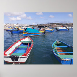 Malta Fischerboote im Hafen Marsaxlokk Poster