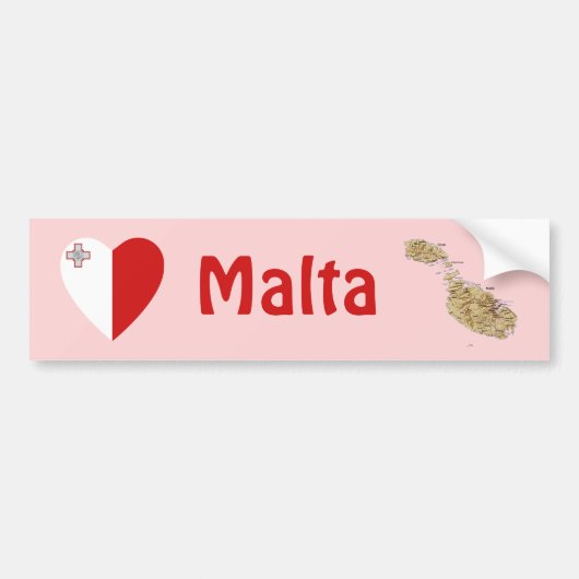 Malta Flag Heart + Karte Autoaufkleber (Vorne)