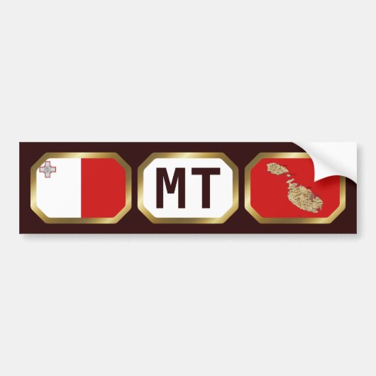 Malta Flag Map Code Bumper Sticker Autoaufkleber (Vorne)