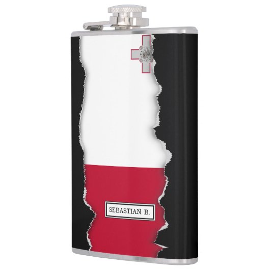 Malta-Flagge Flachmann (Links)