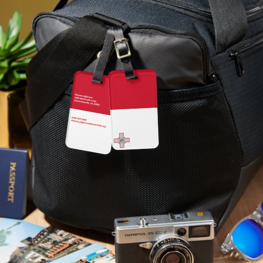 Malta-Flagge Gepäckanhänger (Vorderseite & Rückseite)