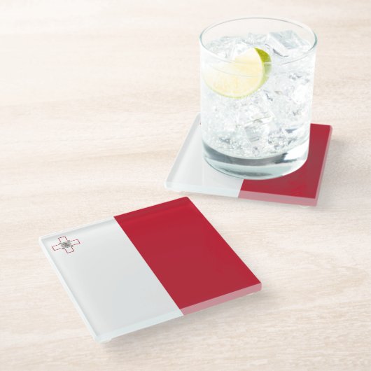 Malta-Flagge Glasuntersetzer (Schrägansicht)