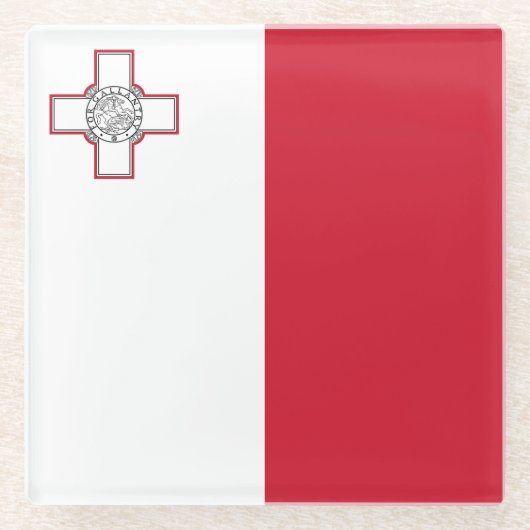Malta-Flagge Glasuntersetzer (Vorderseite)