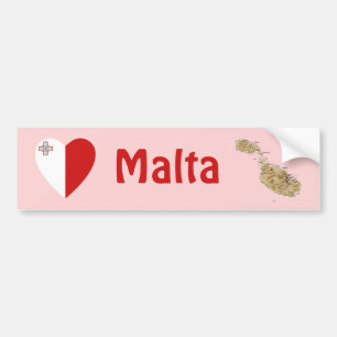 Malta-Flagge Herz + Karte Aufkleber Autoaufkleber