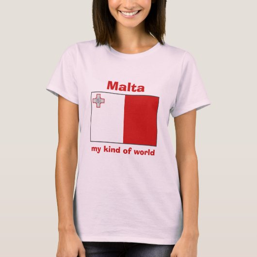 Malta-Flagge + Karte + Text-T - Shirt (Vorderseite)