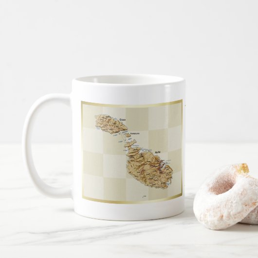 Malta-Flagge + Karten-Tasse Kaffeetasse (Mit Donut)