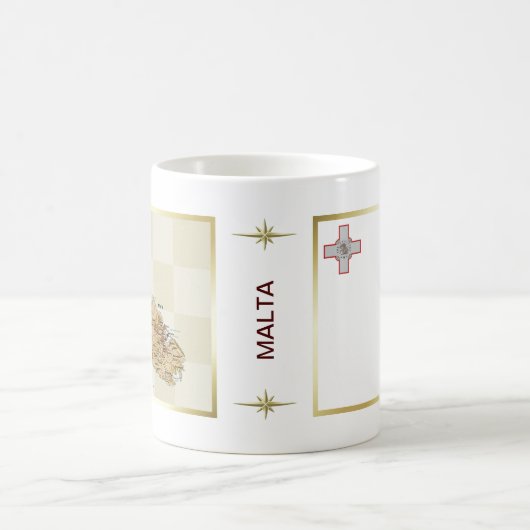 Malta-Flagge + Karten-Tasse Kaffeetasse (Mittel)