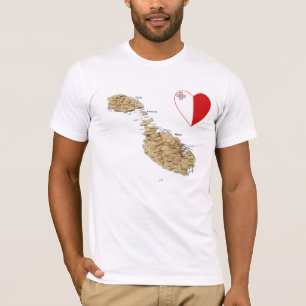 Malta-Flaggen-Herz und Karten-T - Shirt
