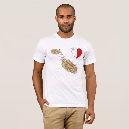 Malta-Flaggen-Herz und Karten-T - Shirt (Vorne ganz)