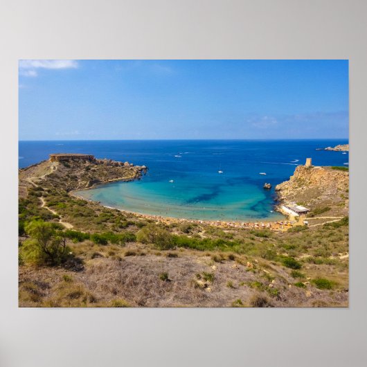 Malta Ghajn Tuffieha Bay Mediterranean Island Poster (Vorne)