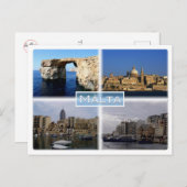 Malta - Gozo Mt Azure Window - La Valletta - Postkarte (Vorne/Hinten)