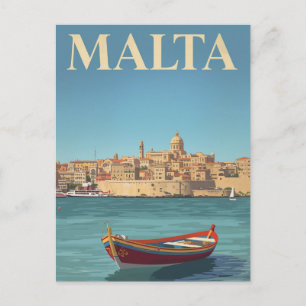 Malta-Hafen Vintage-Reise Kunst Postkarte