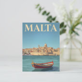 Malta Harbor Vintage Travel Art Postkarte (Stehend Vorderseite)