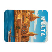 Malta Illustration Reise Kunst Vintage Magnet (Horizontal)
