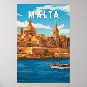 Malta Illustration Reise Kunst Vintage Poster