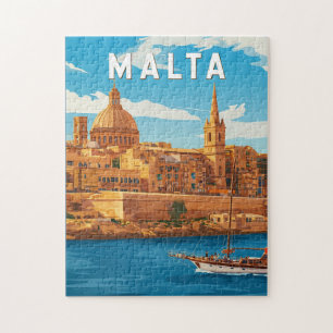 Malta Illustration Reise Kunst Vintage Puzzle