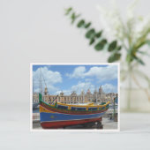 Malta Insel Gozo Fischerboot Foto Postkarte (Stehend Vorderseite)