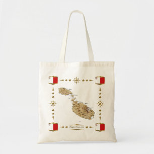 Malta-Karte + Flaggen-Tasche Tragetasche