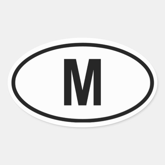 Malta ‚M‘ Ovaler Aufkleber (Vorderseite)