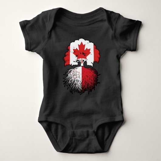 Malta Maltese Canadian Canada Tree Roots Flag Baby Strampler (Vorderseite)