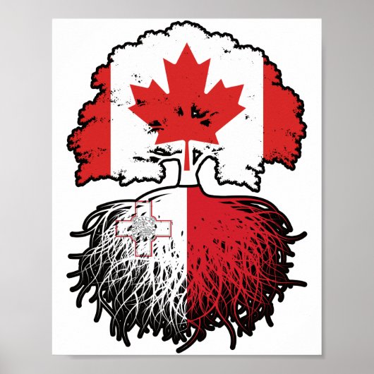 Malta Maltese Canadian Canada Tree Roots Flag Poster (Vorne)