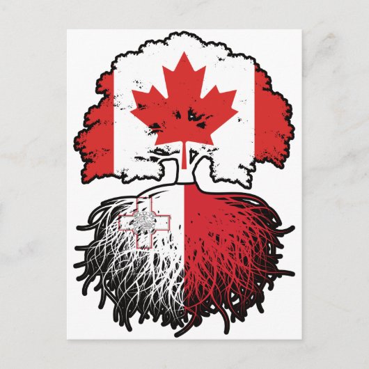 Malta Maltese Canadian Canada Tree Roots Flag Postkarte (Vorderseite)