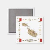 Malta Map + Flags Magnet (Vorderseite/Rückseite)