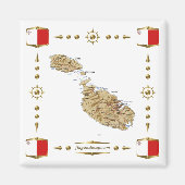 Malta Map + Flags Magnet (Vorne)