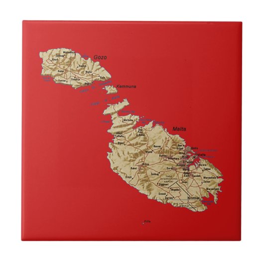Malta Map Tile Fliese (Vorderseite)