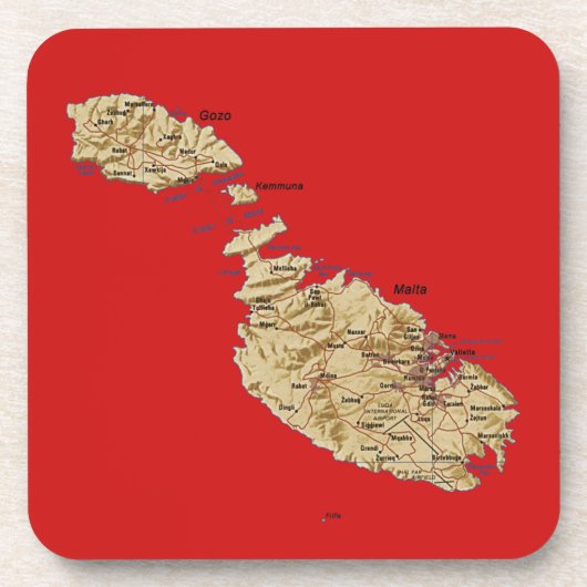Malta Map Untersetzer (Vorderseite)