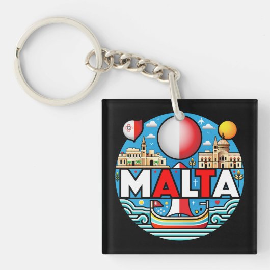 Malta Mediterranean Island National Schlüsselanhänger (Vorderseite)