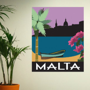 Malta Mediterranean Vintage Style Poster