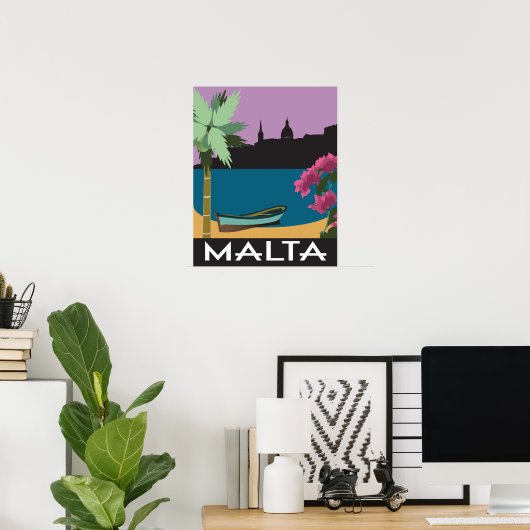 Malta Mediterranean Vintage Style Poster (Heimbüro)