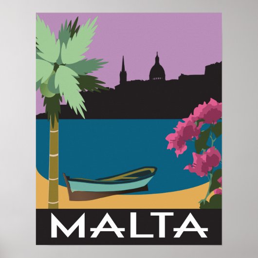 Malta Mediterranean Vintage Style Poster (Vorne)