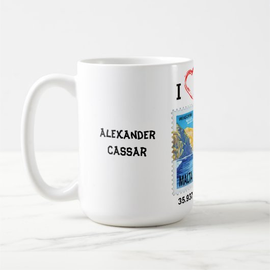 Malta mit Luzzu Personalisierter Name Designed Tas Kaffeetasse (Links)
