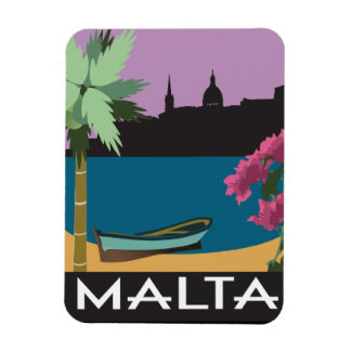Malta mit Vintage-Reiseillustration Magnet