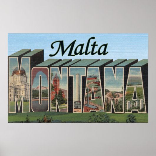 Malta, MontanaGroße Letter ScenesMalta, MT Poster (Vorne)