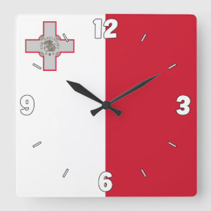 Malta National Flag Patriotic Quadratische Wanduhr