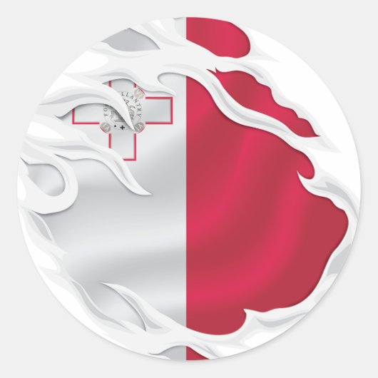 Malta Ripped Flag Classic Round Sticker (Vorderseite)