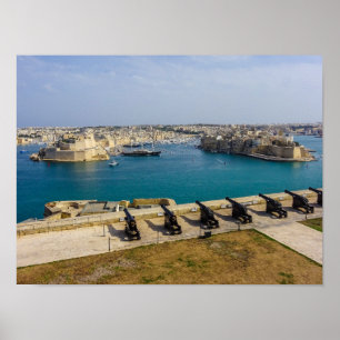 Malta Salutierbatterie Kanonen Grand Harbour Poster