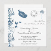 Malta Save the Date auf Malta Blue Einladung (Vorne/Hinten)