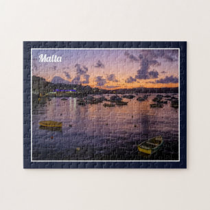 Malta St. Paul's Bay By Night Cloudy Sky Sea View Puzzle