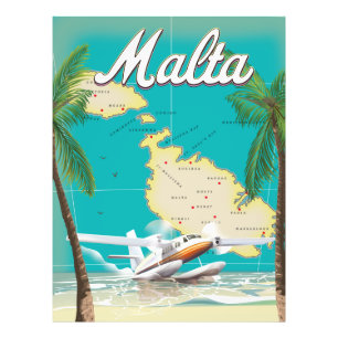 Malta Strand & Karte Reiseplakat Fotodruck
