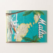 Malta Strand & Karte Reiseplakat Puzzle (Horizontal)
