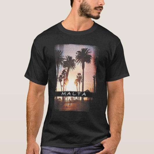 Malta Sunset Sunrise Foto T-Shirt (Vorderseite)